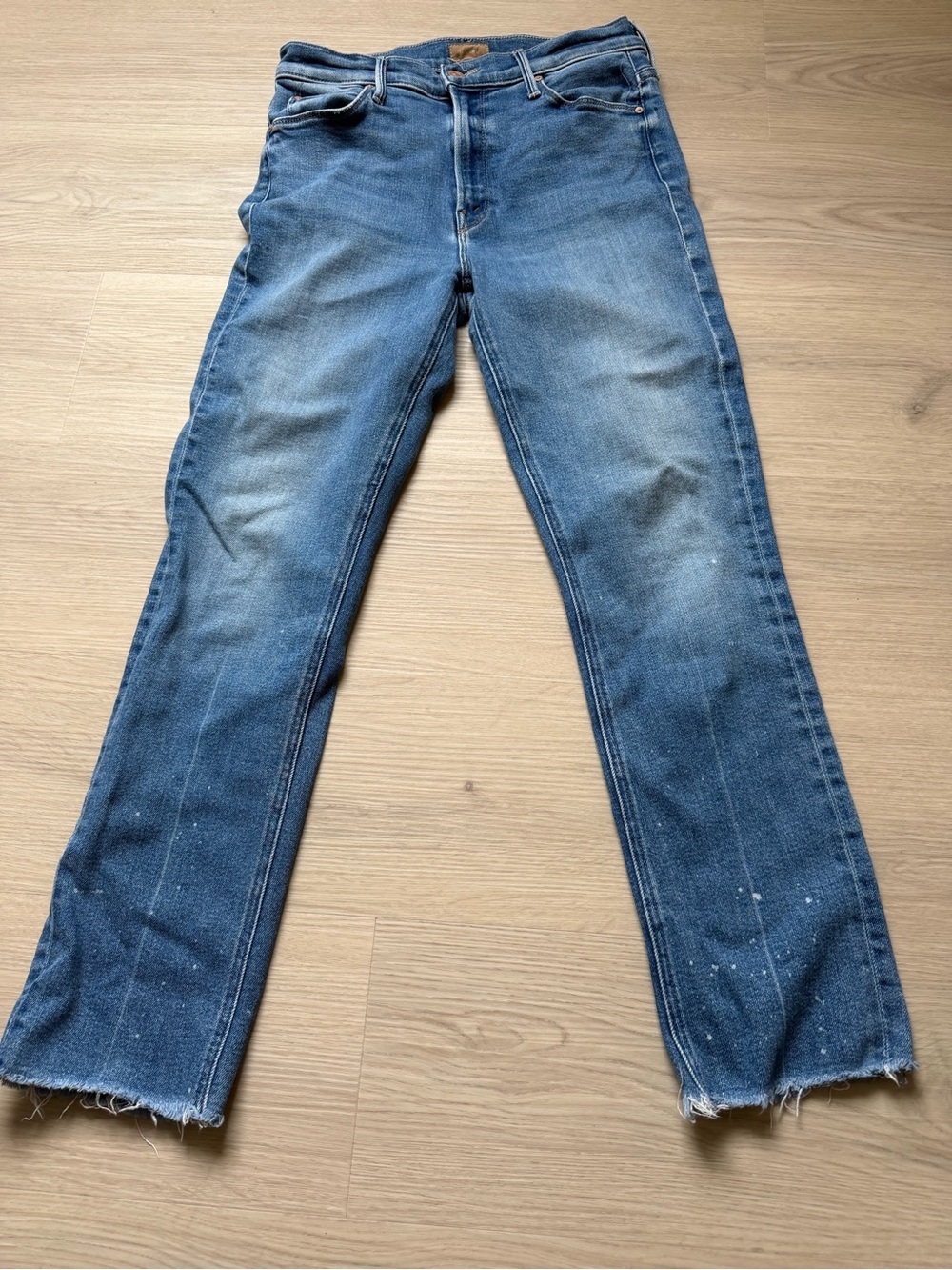 Mother Women’s mid rise dazzler ankle fray Blue Straight-Leg Jeans Sz 28